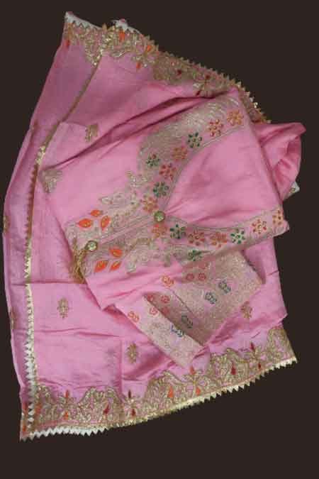 Dola fabric unstitched suit - pink