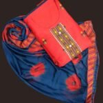 Embroidered Red and Dark Blue unstitched dress material suits – Jaam Fabric